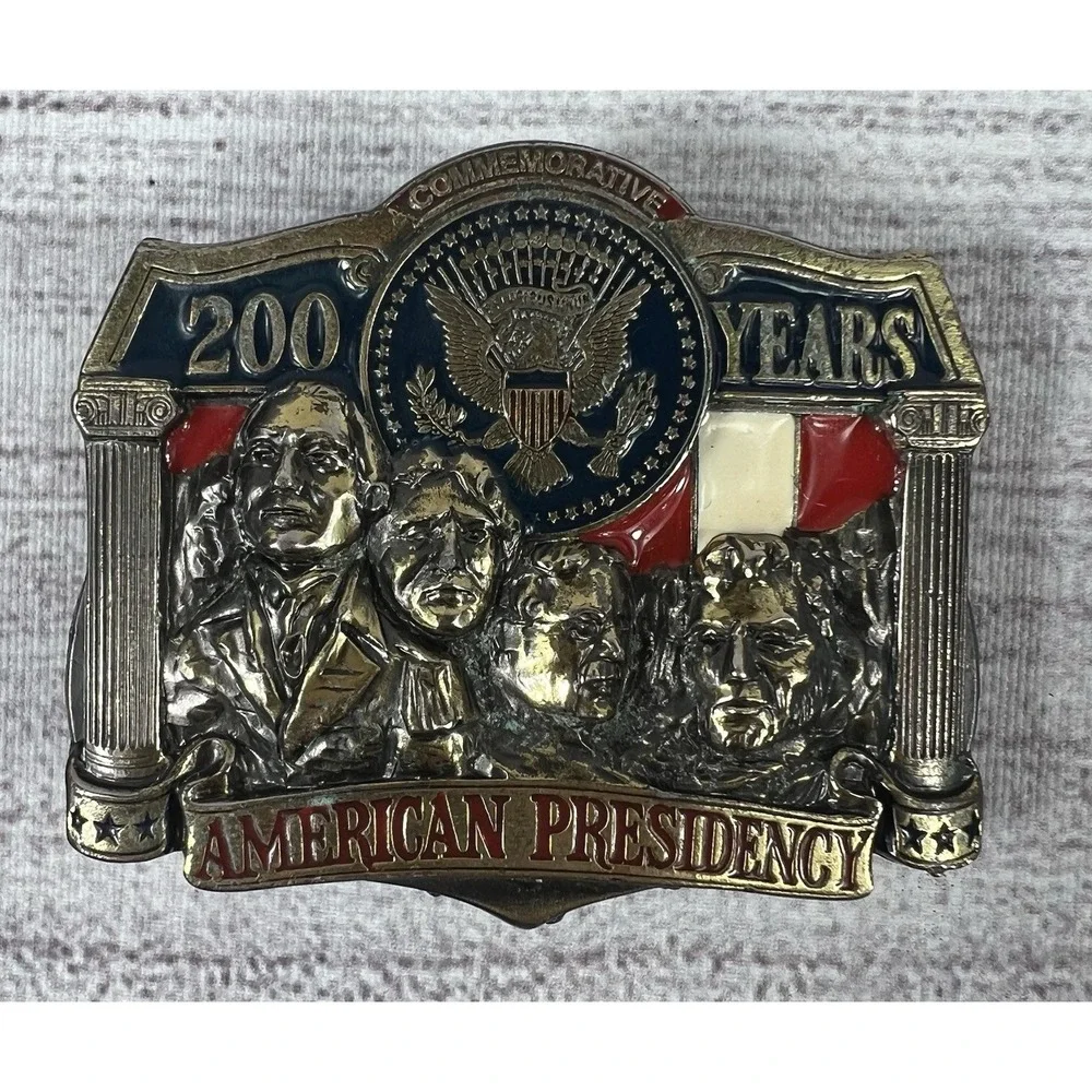 VTG American Commemoratives Ltd. 200 Years Presidency Metal Belt Buckle A03924